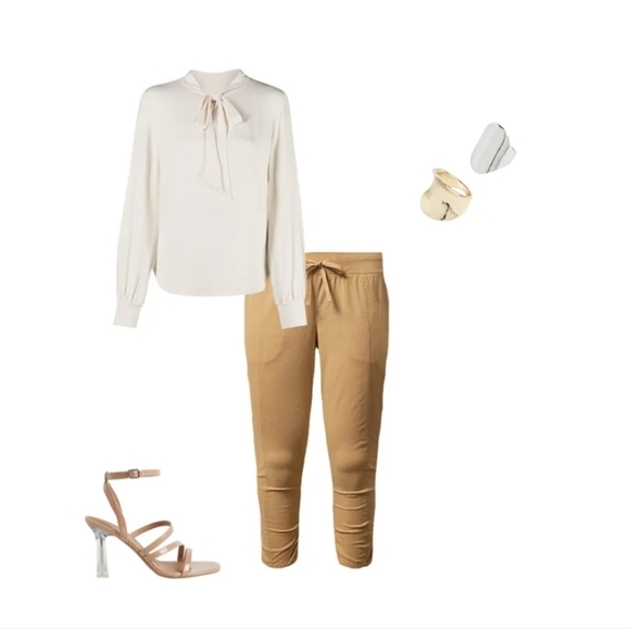 Torrid Stretch Linen Pants, Mid-Rise Side Cinch Pant Gold size 3x NWT - Picture 4 of 9